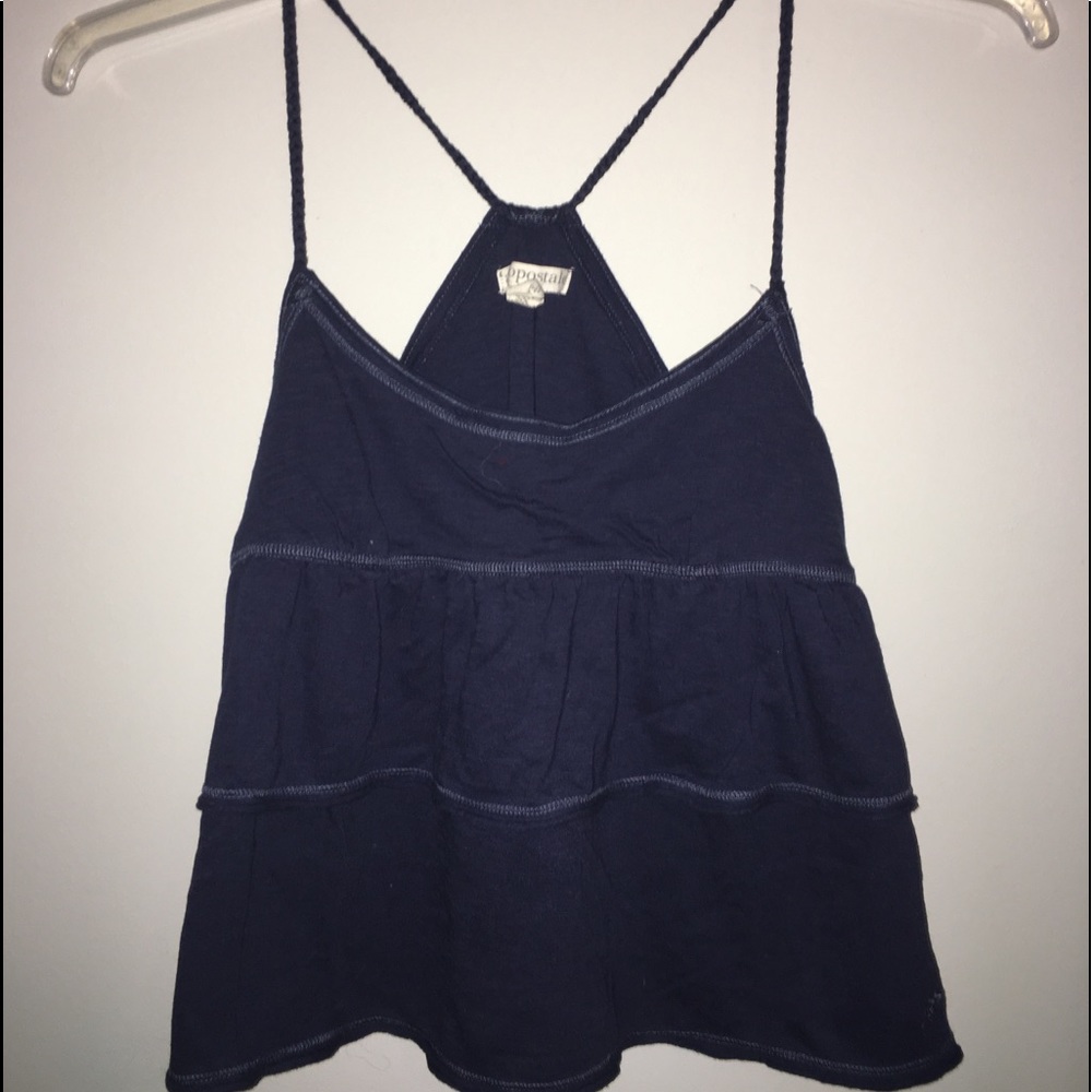 aeropostale navy ruffles tank top